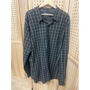Ralph Lauren Mens 3XLT Custom Fit Plaid Button Down Shirt Green Navy Blue Tall